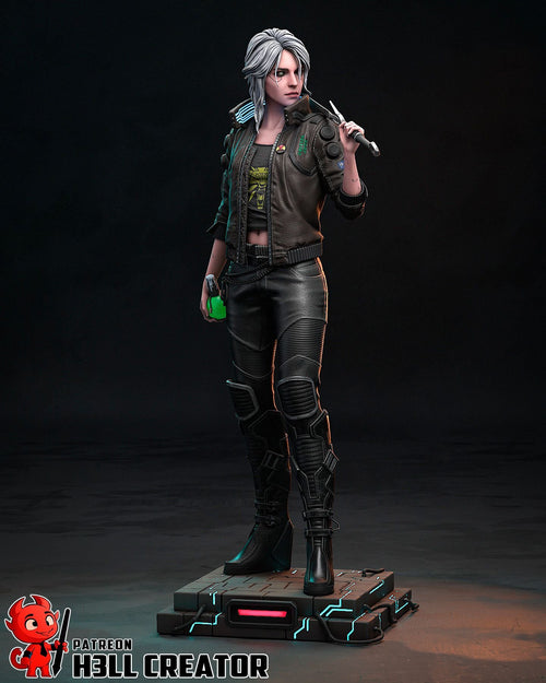 Ciri Cyberpunk — cd-projekt-red — Statue by H3llcreator