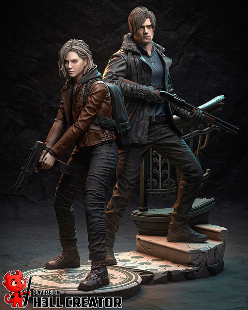 Diorama Leon Kennedy and Grace Ashcroft — diorama — Statue by H3llcreator