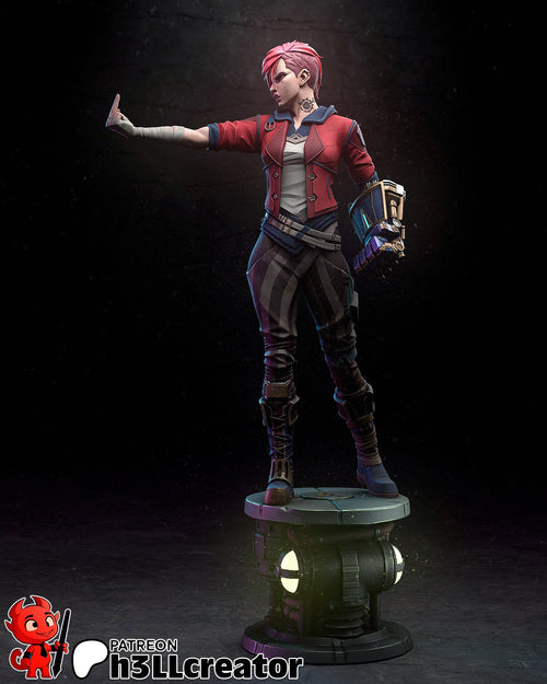 Girl Big gloves — stylized — Statue by H3llcreator