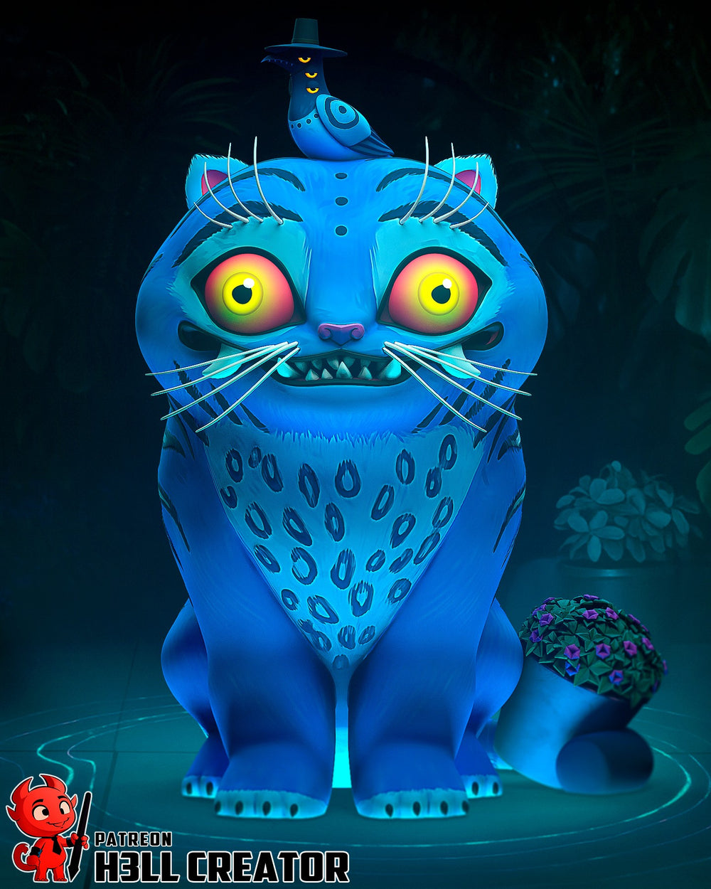 The Big Cat and the Crow — Statue by H3llcreator