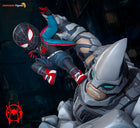 Chibi Miles Morales vs Rhino — Spiderman — Statue by NomNom