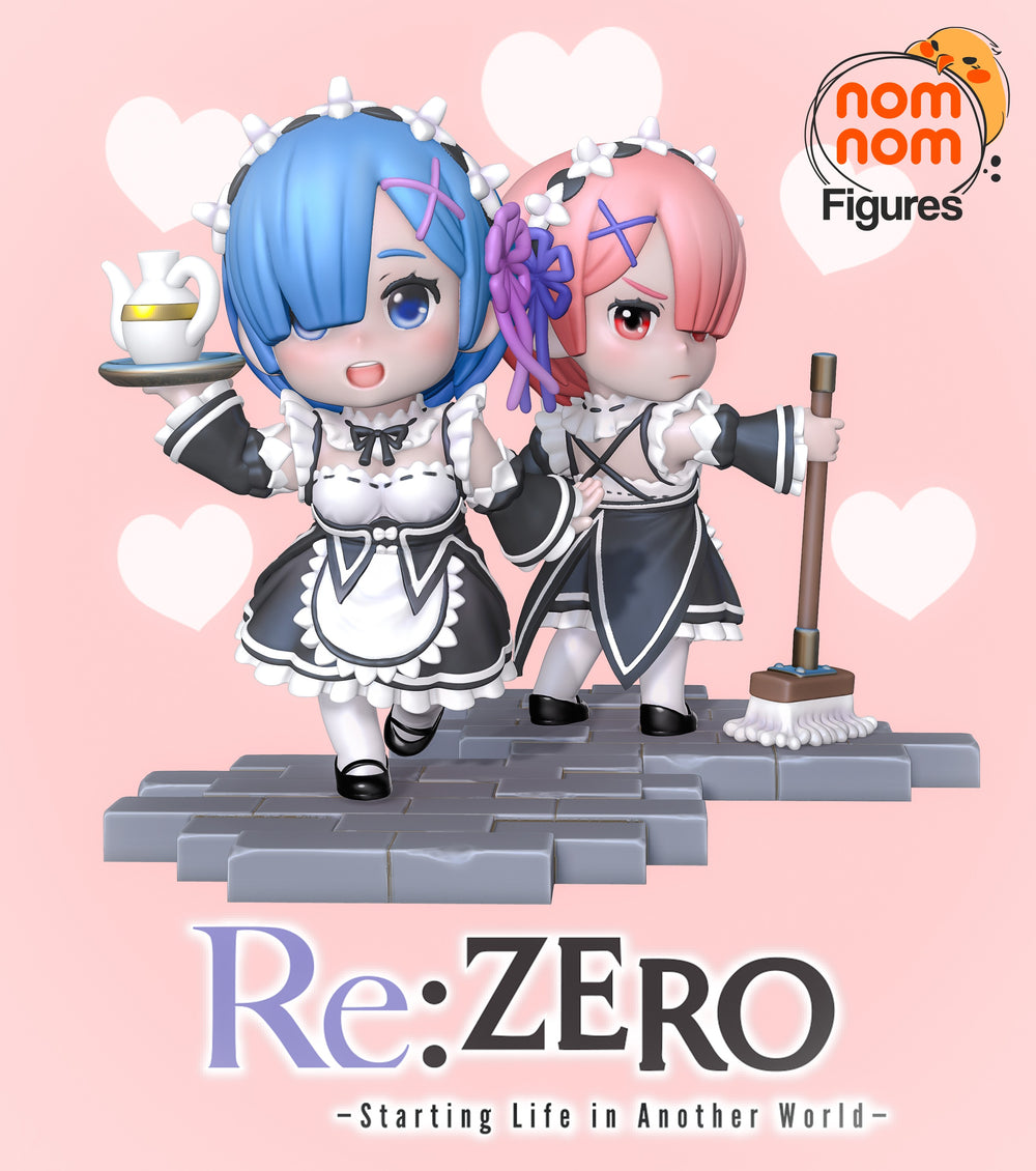 Chibi Rem &amp; Ram — Re:Zero — Statue by NomNom