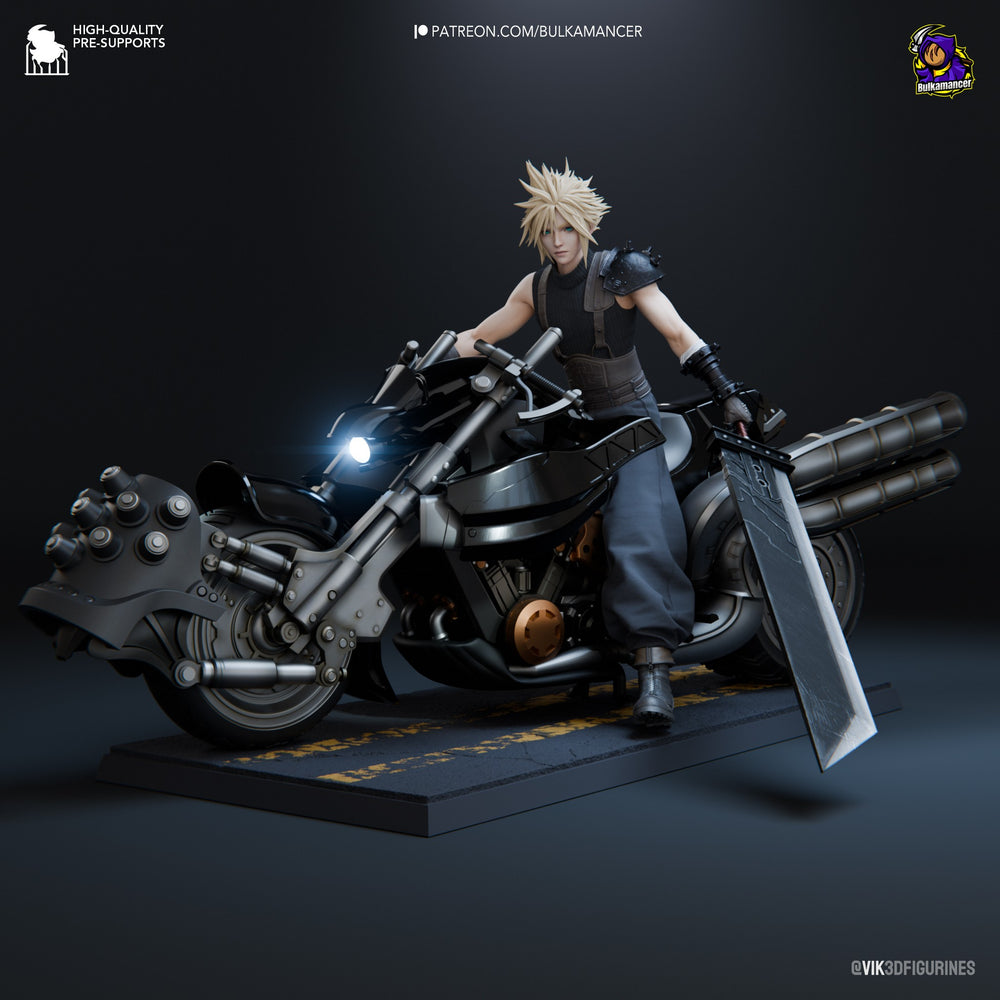 Cloud Strife on Hardy-Daytona — Final Fantasy VII — Statue by Bulkamancer