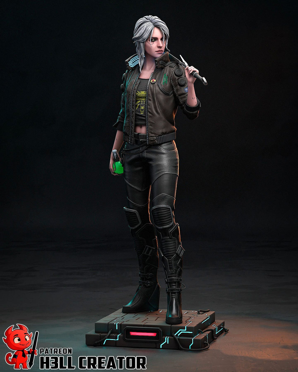Ciri Cyberpunk — cd-projekt-red — Statue by H3llcreator