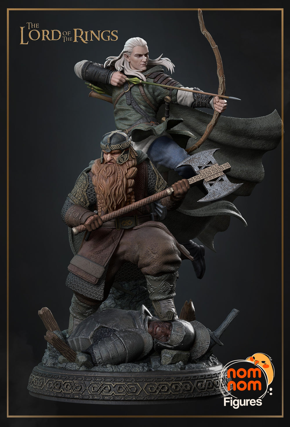 Gimli and Legolas — Lord of the Rings — Statue by NomNom