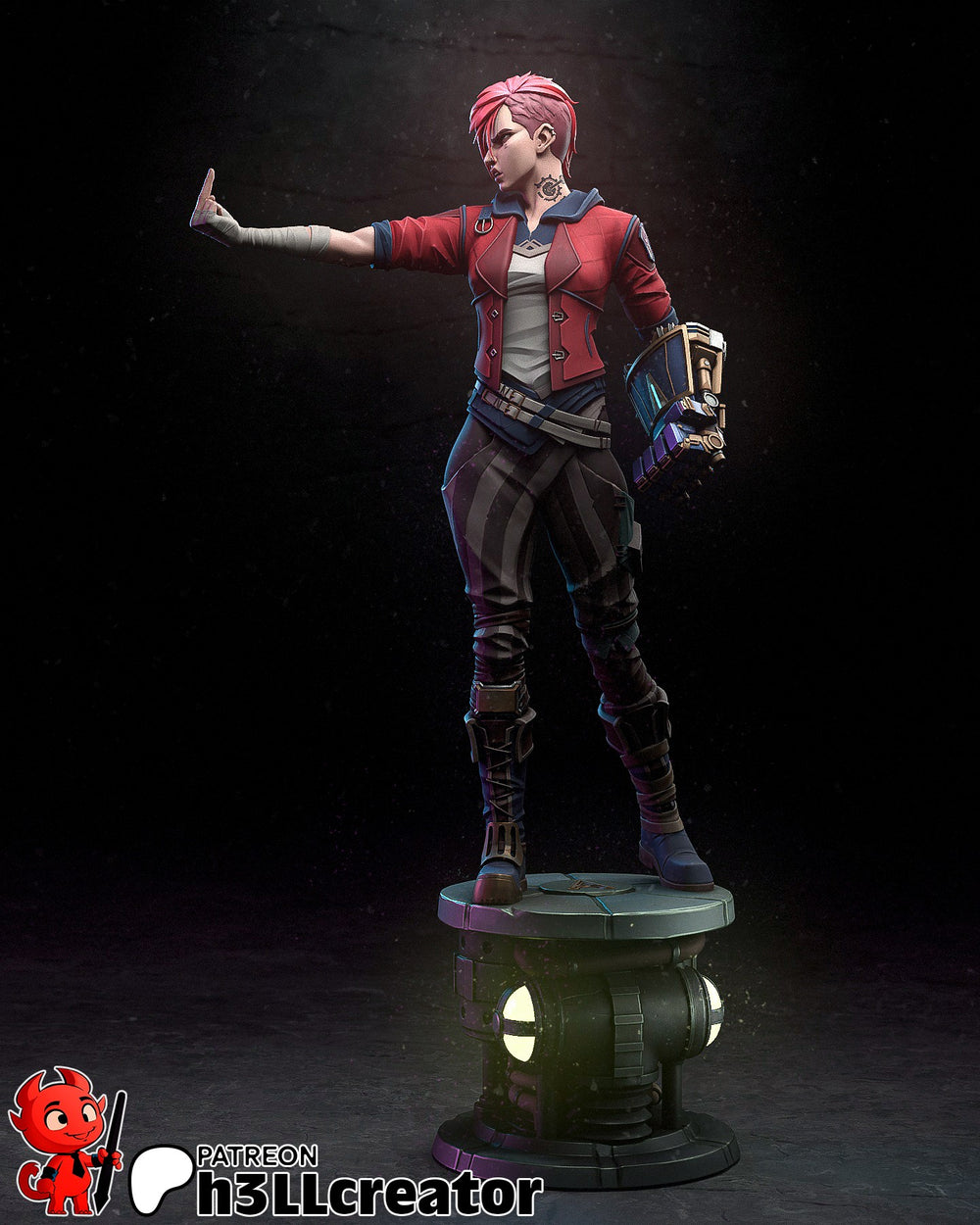 Girl Big gloves — stylized — Statue by H3llcreator