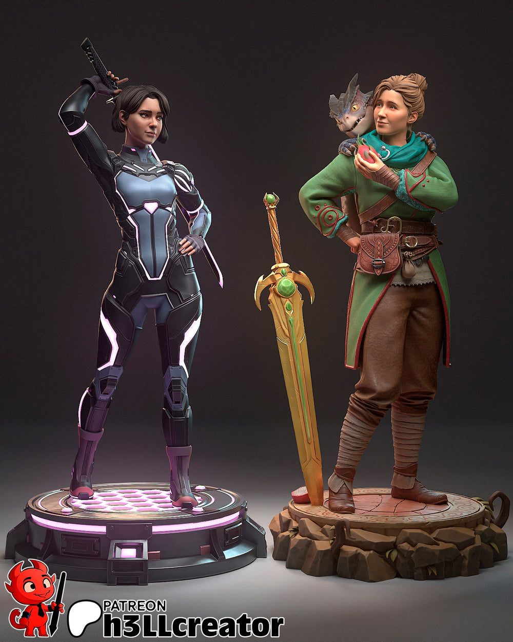 Mio and Zoe SET — mio and zoe — Statue by H3llcreator