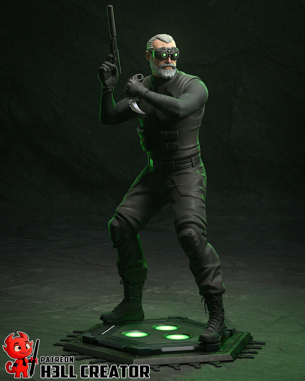Navy SEAL with night-vision goggles — navy seal — Statue by H3llcreator