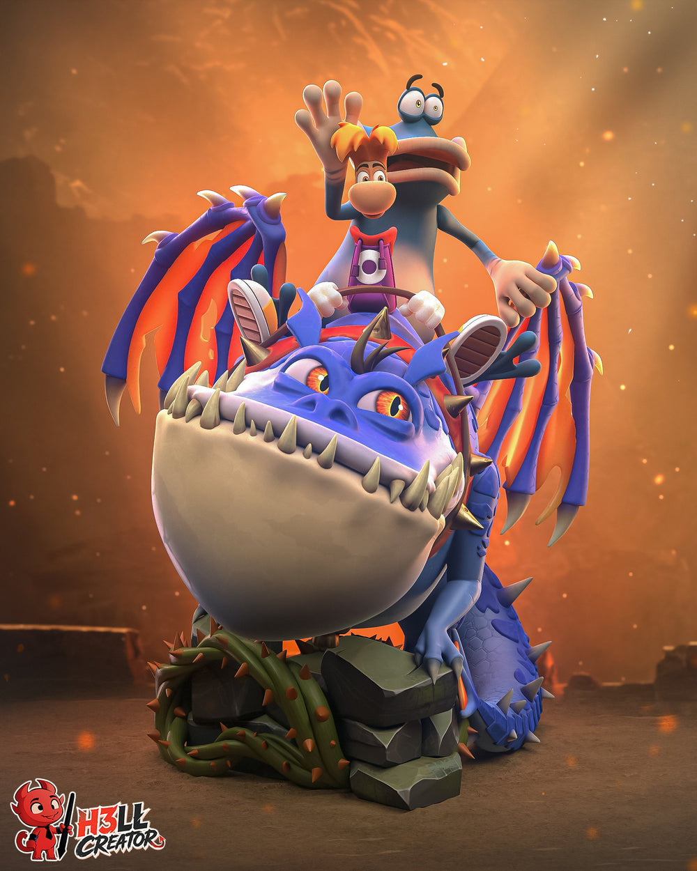 Rayman and Globox — globox — Statue by H3llcreator